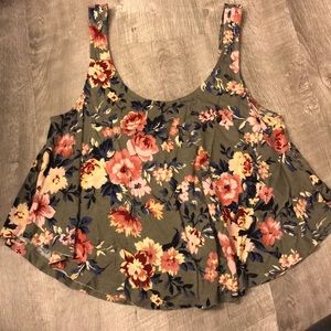 Green Floral Crop Top